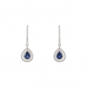 White Gold Sapphire & Diamond Earrings
